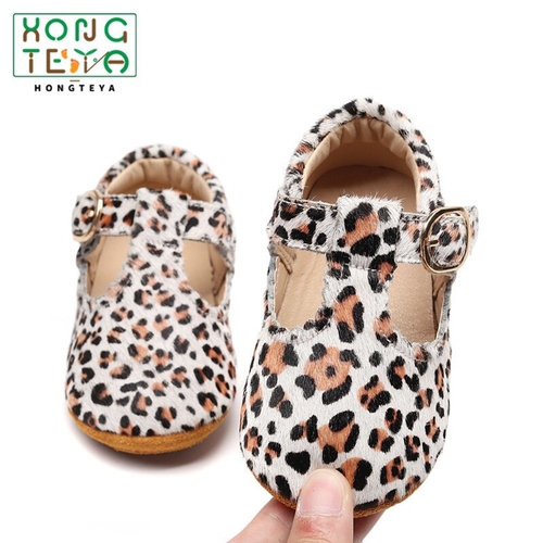 Genuine Leather Baby shoes Leopard print Girls