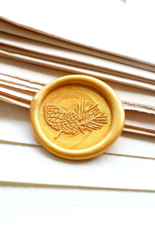 Pine cone Wax Seal Stamp /pine branch Wax seal Stamp kit