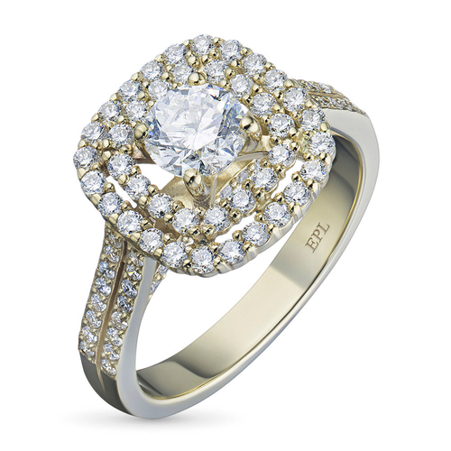 Yellow Gold Ring with 99 Round-Cut Lab-Created Diamonds 1.387 CT.TW