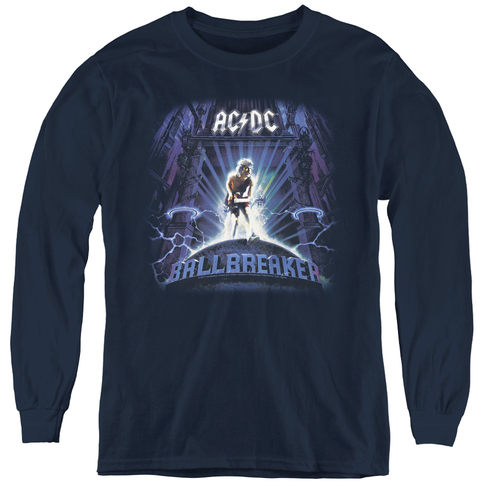 ACDC & Ballbreaker-Youth Long Sleeve Tee, Navy - Small