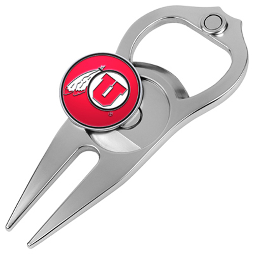 Hat Trick Openers 6 In 1 Golf Divot Tool - Utah Utes