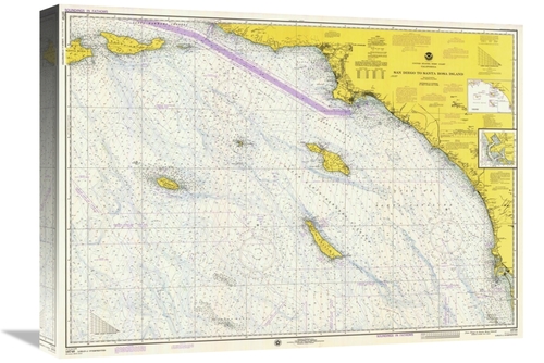 Global Gallery GCS-450530-22-142 22 in. Nautical Chart - San Diego to 