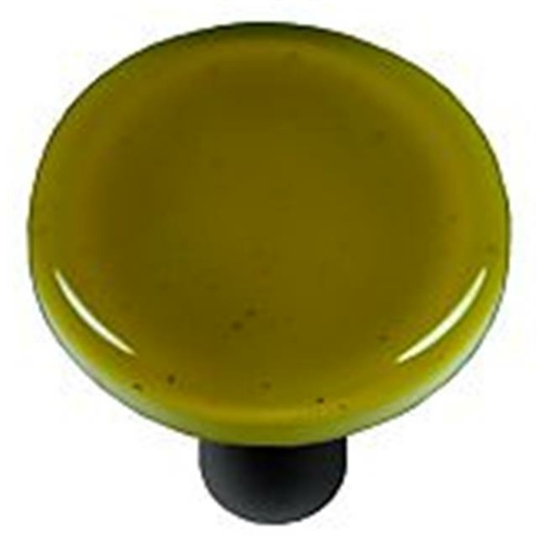 Hot Knobs HK1014-KRB Chartreuse Round Glass Cabinet Knob - Black Post