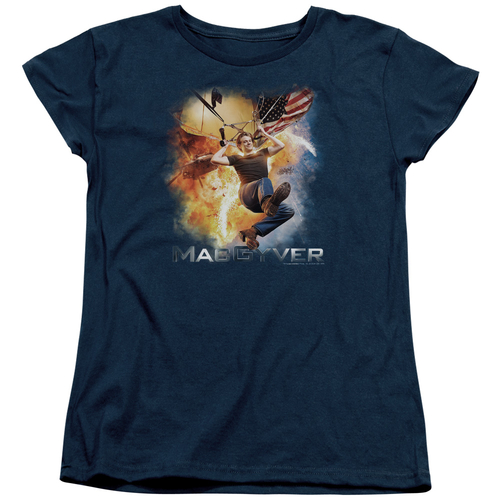 Trevco CBS2467-WT-5 Macgyver & Parachute Womens Short Sleeve T-Shirt&#