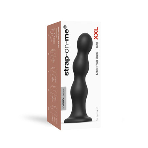 Strap-On-Me Hybrid Collection Silicone Dildo Plug Balls Black XXL