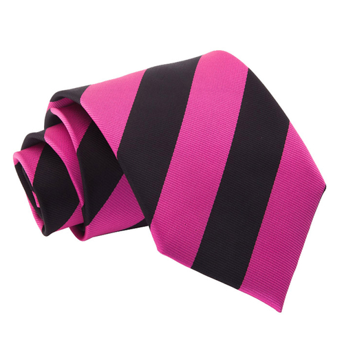 Striped Classic Tie - Hot Pink & Black