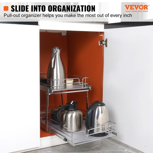 VEVOR 2 Tier 13"W x 21"D Pull Out Cabinet Organizer, Heavy Duty Slide