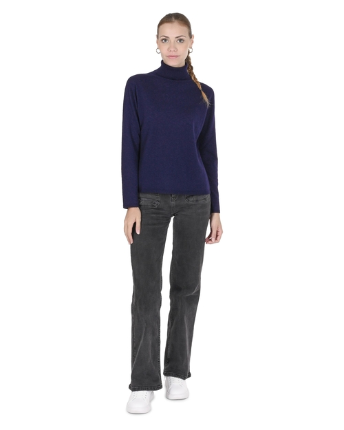 Crown of Edinburgh Cashmere Womens Turtleneck Sweater COE 0020 NAVY