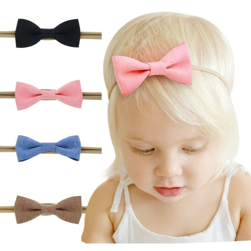 4pcs Baby Girls Solid Ribbon Hair Bows Adorable