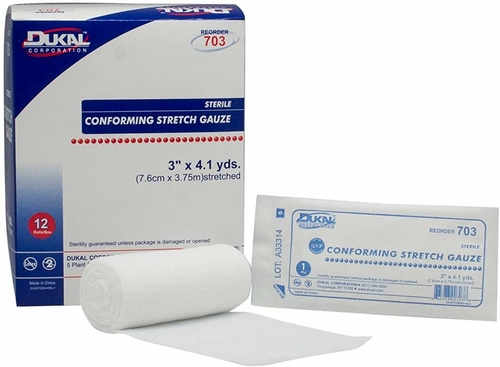 Dukal Conforming Stretch Gauze 3 inch x 4.1 Yards. Case of 96