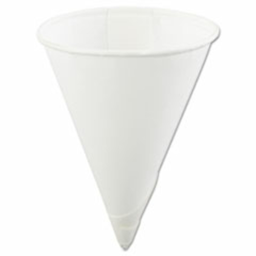 Konie 40KR 4 oz. Rolled-Rim Paper Cone Cups, White