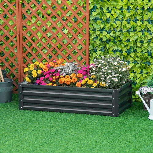 Outsunny 4' x 2' x 1' Raised Garden Bed, Color Steel Planter Box for