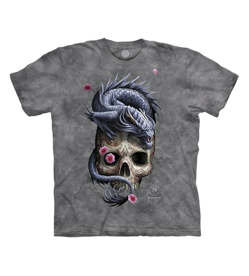 The Mountain 1066100 Grey Oriental Dragon Adult Classic Tee - Small