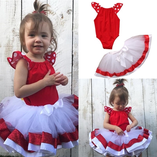 Infant Baby Kids Girls Bodysuit Tops +Tutu Skirt 2