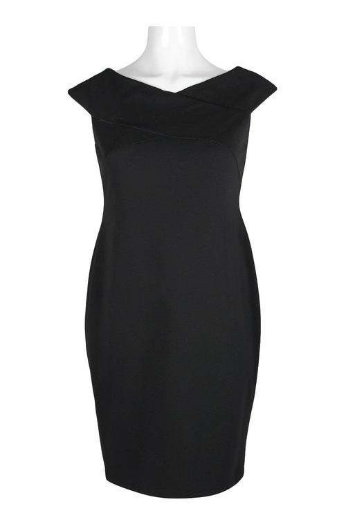 Adrianna Papell V-Neck Cap Sleeve Bodycon Zipper Back Ottoman Dress