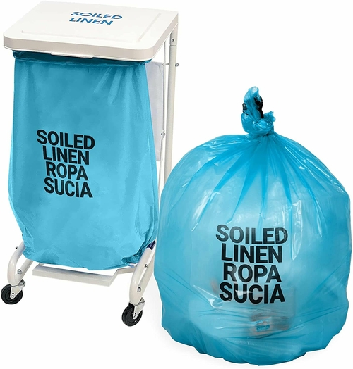 Pack of 250 Soiled Linen Laundry Bags, Blue 31 x 43. Printed Plastic