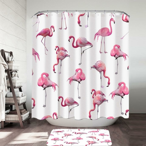 Pink Flamingo Pattern Shower Curtain