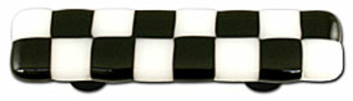 Hot Knobs HK7005-PB Black & White Rectangle Glass Cabinet Pull - Black