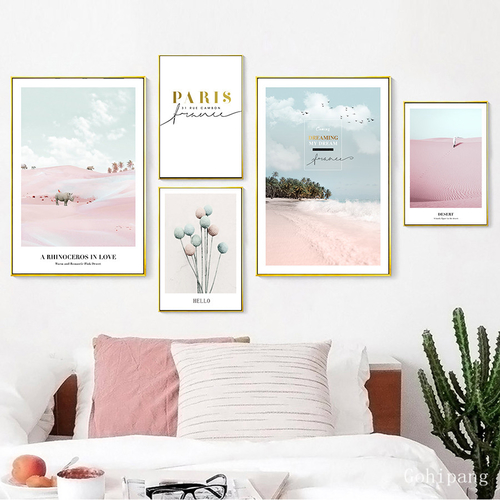 Pink Desert Art Picture HD Print Nordic Landscape