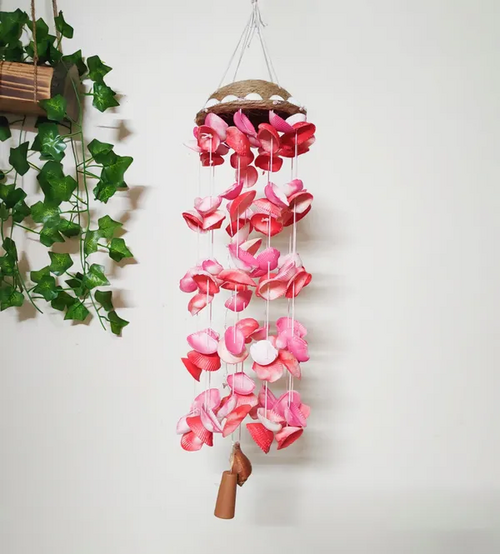 Red & Pink Earthenware Windchime 24 Inch