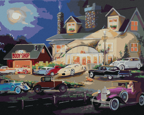 Zuty - Paint by Numbers - CARS AND HOUSE (D. RUSTY RUST), 40x50 cm