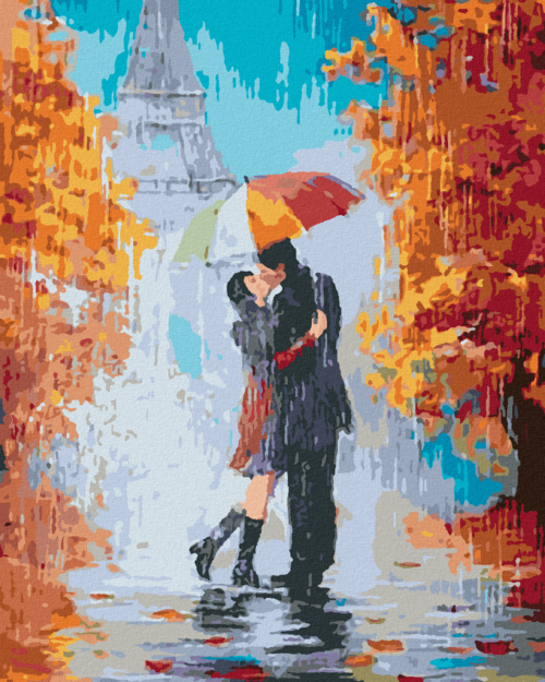 Paint by Numbers - KISS IN THE RAIN IN PARIS