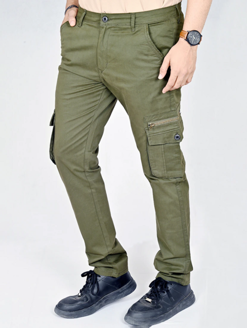 Men’s Cotton Cargo Pants (Color olive) (Size 28)