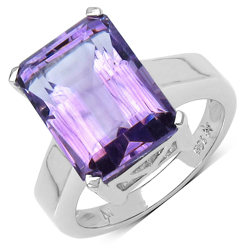 6.10 Carat Genuine Amethyst .925 Sterling Silver Ring