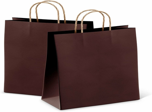 Coffee Shopping Bags Bulk Pack of 50 Large Paper Bags 16 x 6 x 12