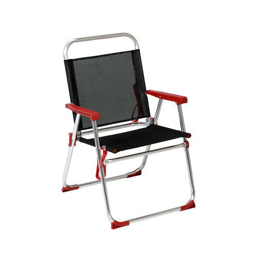 Beach Chair Red Black Aluminium 22 mm (52 x 56 x 80 cm)