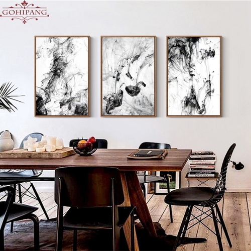 Dynamic Abstract Ink Canvas Paintings