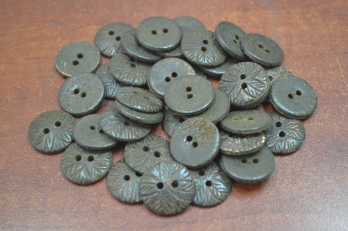 100 Pcs Stripe Chocolate Round Brown Buffalo Bone Sewing Buttons 5/8"