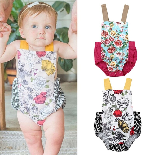 0-24M Summer Toddler Baby Girl Floral Bodysuit