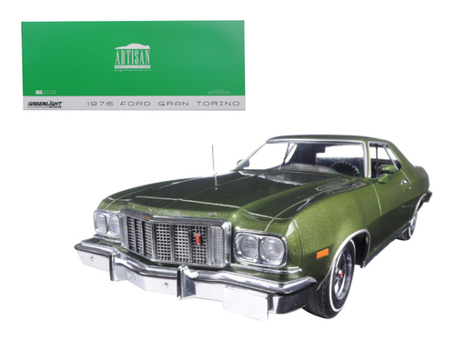1976 Ford Gran Torino Dark Green Metallic 1/18 Diecast Model Car by
