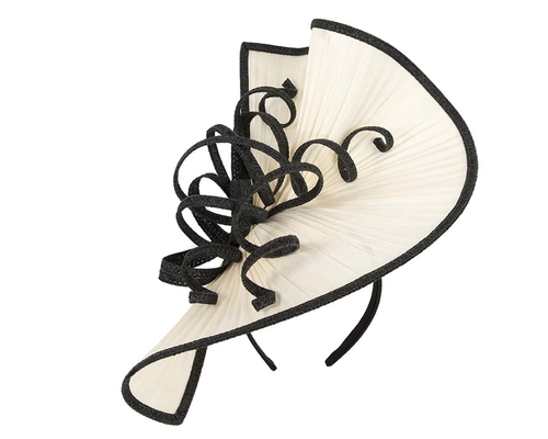 Large cream and black jinsin racing fascinator