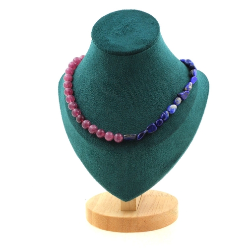 Lapis Lazuli + Lepidolite 8 mm beads necklace.