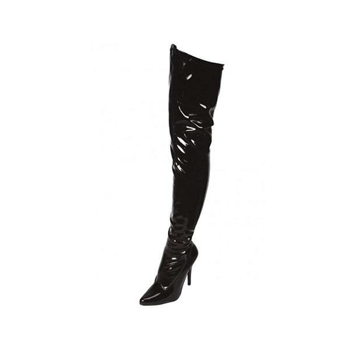 Black Pointed Toe Thigh High Boot