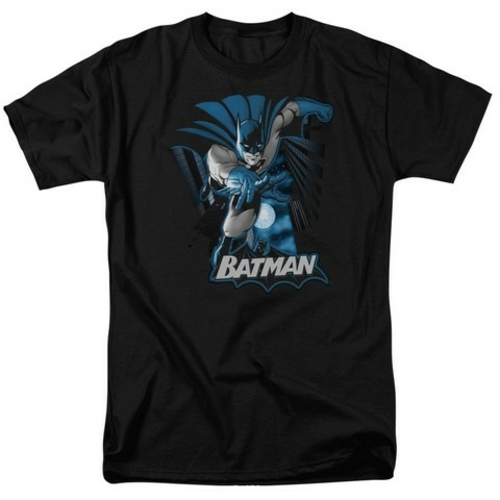Trevco Jla-Batman Blue & Gray Short Sleeve Adult 18-1 Tee- Black - Med