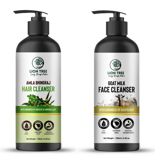 Amla Bhingraj Hair Shampoo and Goat Milk Face Wash 200ml Pack of 2