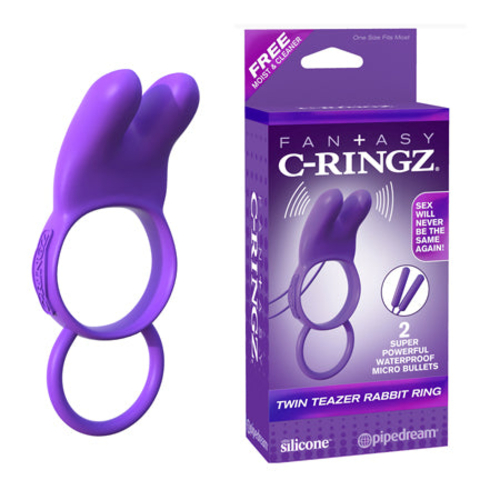 Pipedream Fantasy C-Ringz Silicone Vibrating Twin Teazer Rabbit Ring