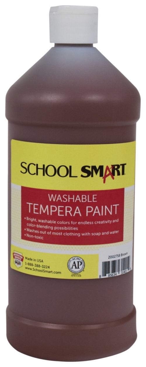 School Smart 2002758 1 qt. Washable Tempera Paint, Brown