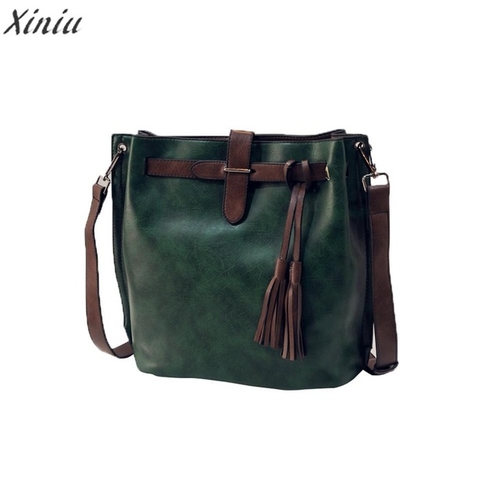 Women Messenger Bag Tassel Bucket Vintage