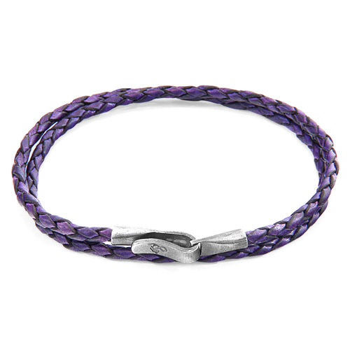 Grape Purple Liverpool Silver & Leather Bracelet