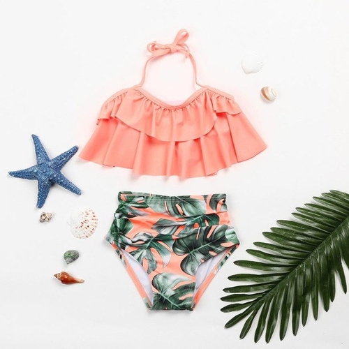 Fashion 2Pcs Toddler Baby Girls Ruffles Swimwear