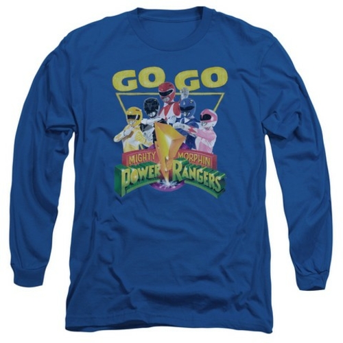 Trevco Power Rangers-Go Go Long Sleeve Adult 18-1 Tee, Royal Blue 