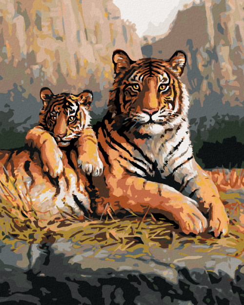 Zuty - Paint by Numbers - TIGER WITH CUB (JOE HAUTMAN), 40x50 cm