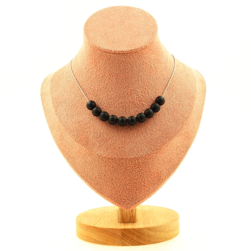 Matte black Onyx 8 mm 10 beads necklace.