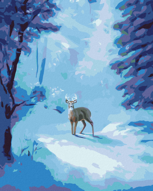 Zuty - Paint by Numbers - DEER AND A MYSTERIOUS WINTER FOREST (D.