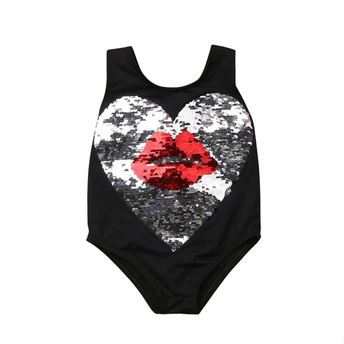 Kids Baby Girls LIP/KISS Sequins Bikini