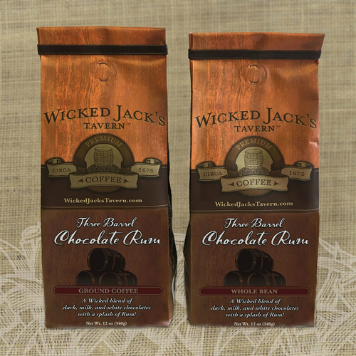 Wicked Jack Tavern Three Barrel Chocolate Rum Ground Coffee  12 oz